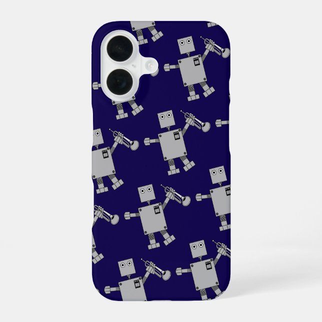 Trompeter-Roboter iPhone 16 Hülle (Rückseite)