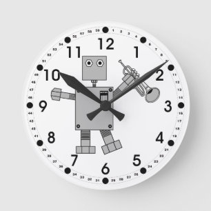 Trompeter Roboter Runde Wanduhr