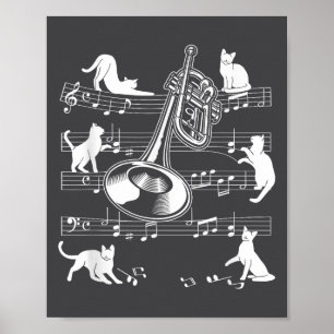 Trompeterkatzen für Katzen liebende Trompetenspiel Poster