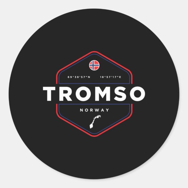 Tromso Norwegen Kartenflagge Runder Aufkleber (Vorderseite)