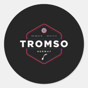 Tromso Norwegen Kartenflagge Runder Aufkleber
