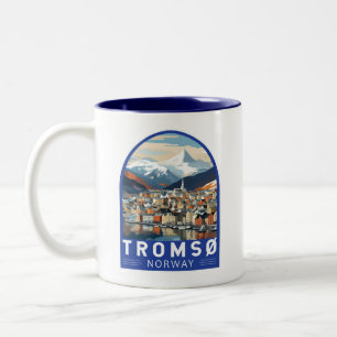 Tromsö Norwegen Reise Kunst Vintage Zweifarbige Tasse