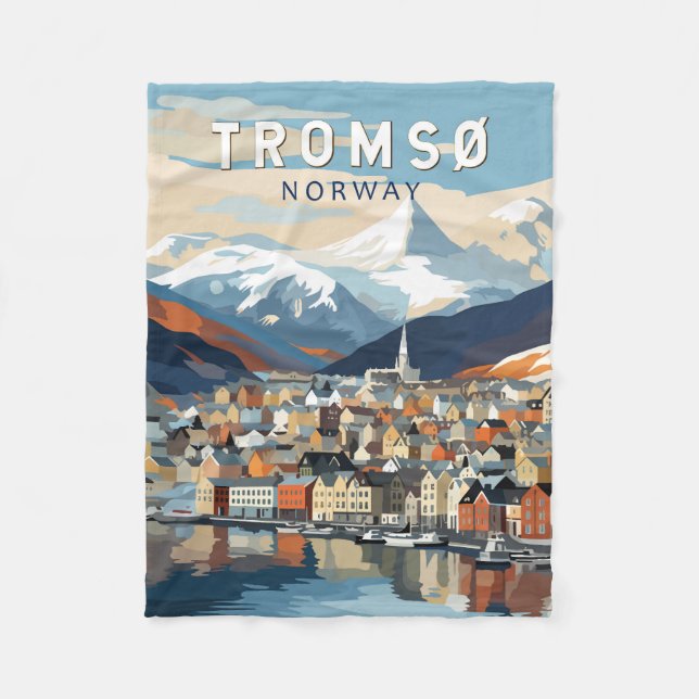 Tromso Norwegen Reisen Vintag Fleecedecke (Vorderseite)