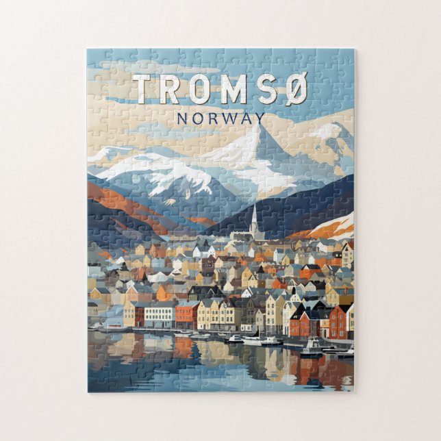 Tromso Norwegen Reisen Vintag Puzzle (Vertikal)