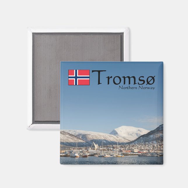 Tromso Norwegen Souvenir Magnet (Vorderseite/Rückseite)