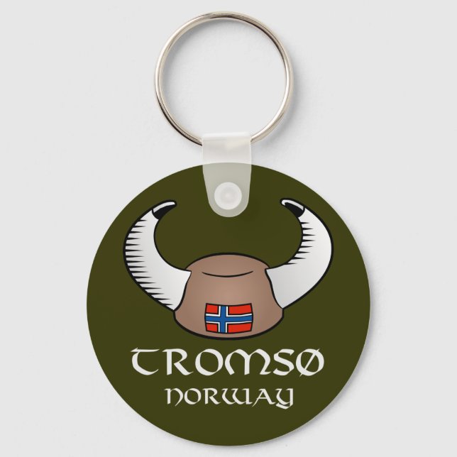 Tromso Norwegen Viking Hat Schlüsselanhänger (Vorderseite)