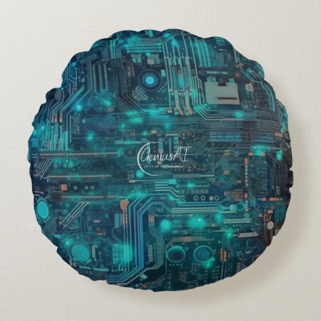 Tron Circuit Board Round Polyester Throw Kissen 16 (Vorderseite)