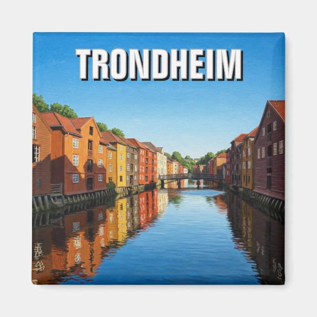 Trondheim Bakklandet Norwegen Reisen Magnet (Vorne)