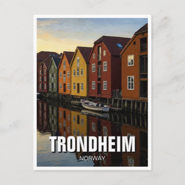 Trondheim Bakklandet Norwegen Reisen Postkarte (Vorderseite)