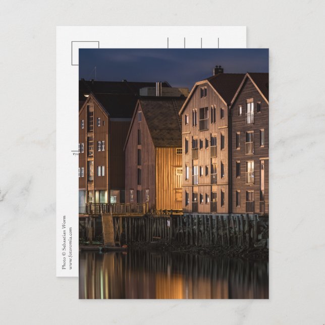 Trondheim Houses Postkarte (Vorne/Hinten)