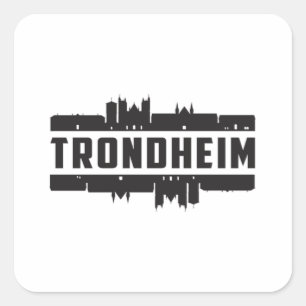 Trondheim Norwegen City Skyline Cityscape Trip Ges Quadratischer Aufkleber