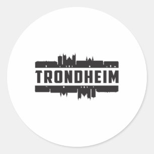 Trondheim Norwegen City Skyline Cityscape Trip Ges Runder Aufkleber