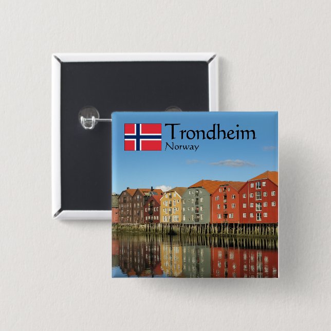 Trondheim Norwegen Souvenir Button (Vorne & Hinten)