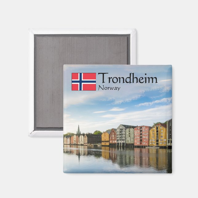 Trondheim Norwegen Souvenir Magnet (Vorderseite/Rückseite)