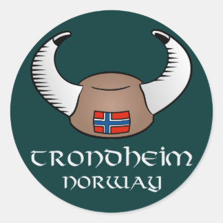 Trondheim Norwegen Viking Hat Runder Aufkleber