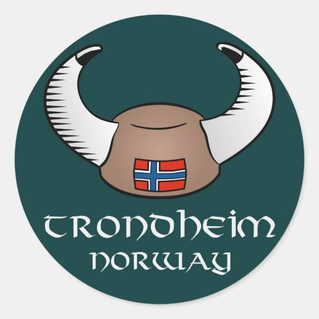 Trondheim Norwegen Viking Hat Runder Aufkleber (Vorderseite)