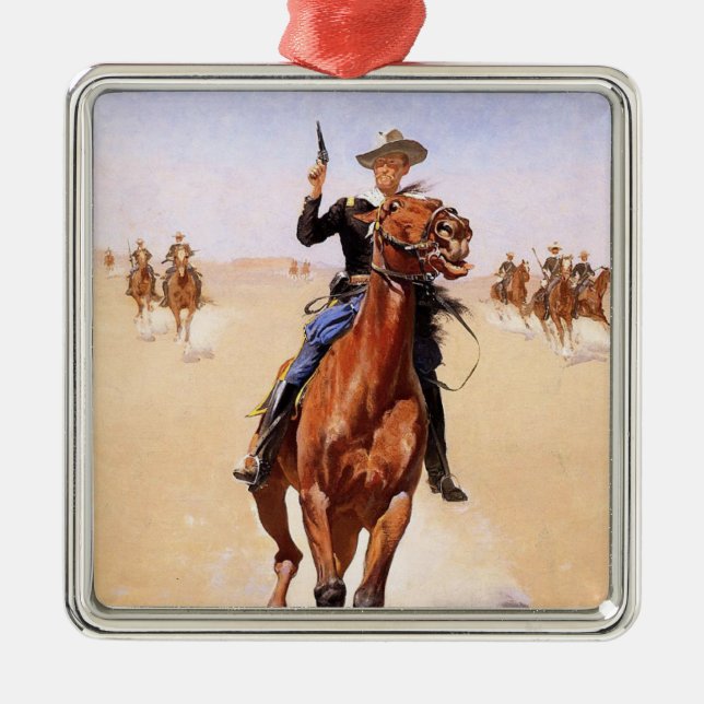 Trooper der Ebenen (Cowboy-Pferdereiter) Ornament Aus Metall (Vorne)