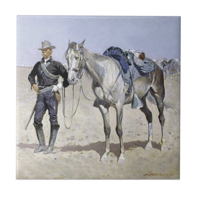 Trooper der Ebenen von Frederic Remington Fliese (Vorderseite)