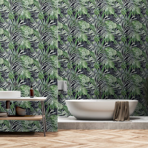 Tropenblätterdschungel, schwarz, grün tapete