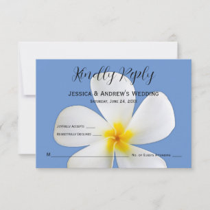 Tropenblume, Weiße Plumeria auf Blau, UAWG Dankeskarte