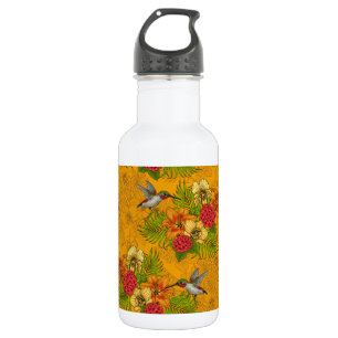 Tropenbuket und Kolibris 2 Edelstahlflasche