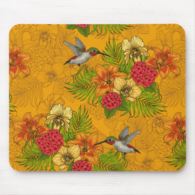 Tropenbuket und Kolibris 2 Mousepad (Vorne)