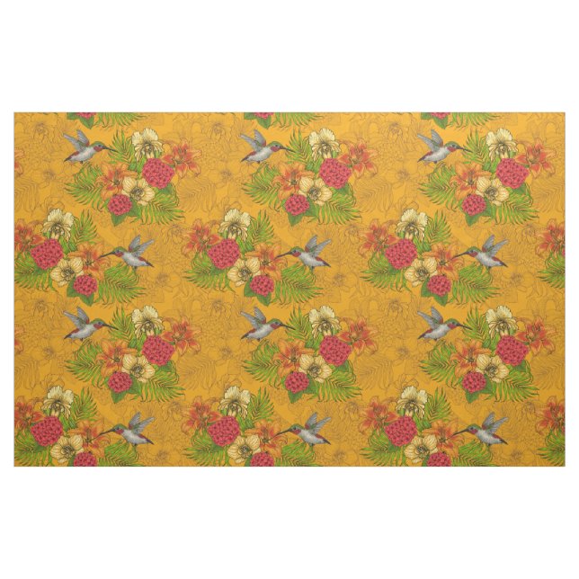 Tropenbuket und Kolibris 2 Stoff (Fat Quarter (45,7 x 55,9 cm))