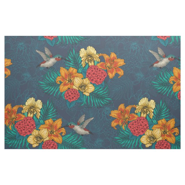 Tropenbuket und Kolibris Stoff (Fat Quarter (45,7 x 55,9 cm))