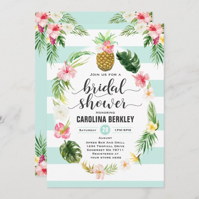 Tropenfarben-Brautparty-Karte Einladung (Vorne/Hinten)