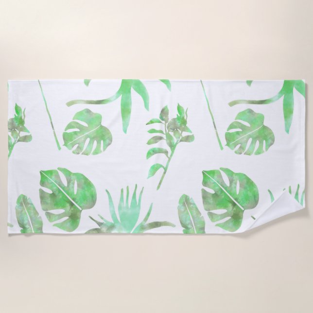 Tropenfarben Leaf Strandtuch | Hellgrün (Vorderseite)