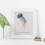 Tropenfarben-Quallen Motivierend Poster<br><div class="desc">Ein Küsten-inspirierendes Plakat für Schlafzimmer, Zuhause-Office und Wohnbereiche in Ihrem Strand Zuhause. Dieser Druck zeigt meine original handgemalte Aquarellqualle in Farbtönen blau mit meinem Zitat "Keine Angst vor dem Tieftauchen" Set in modernen Sans Serif Typografie. Personalisieren Sie, um zu lesen, was Sie wollen. Weitere motivierend Geschenke finden Sie unter www.zazzle.com/dotellabelle...</div>