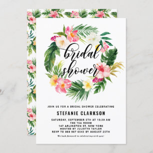 Tropenfarbene Blume Kräne Brautparty Einladung