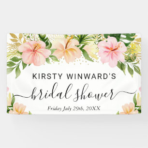 Tropenfarbene rosa Blume Brautparty Banner