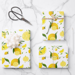 Tropenfarbene Zitrusfrüchte SOMMER Orangenlemon Sl Geschenkpapier Set