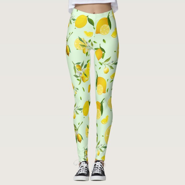 Tropenfarbene Zitrusfrüchte SOMMER Orangenlemon Sl Leggings (Vorderseite)
