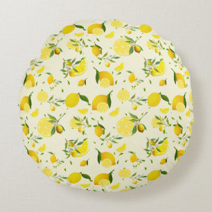 Tropenfarbene Zitrusfrüchte SOMMER Orangenlemon Sl Rundes Kissen