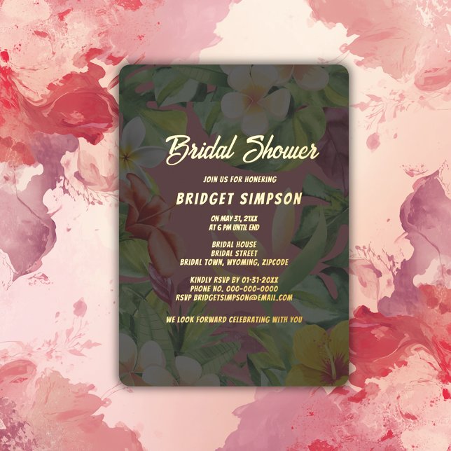 Tropenfarbener Hibiskus hawaiianische Sommerbraut Folieneinladung (Von Creator hochgeladen)