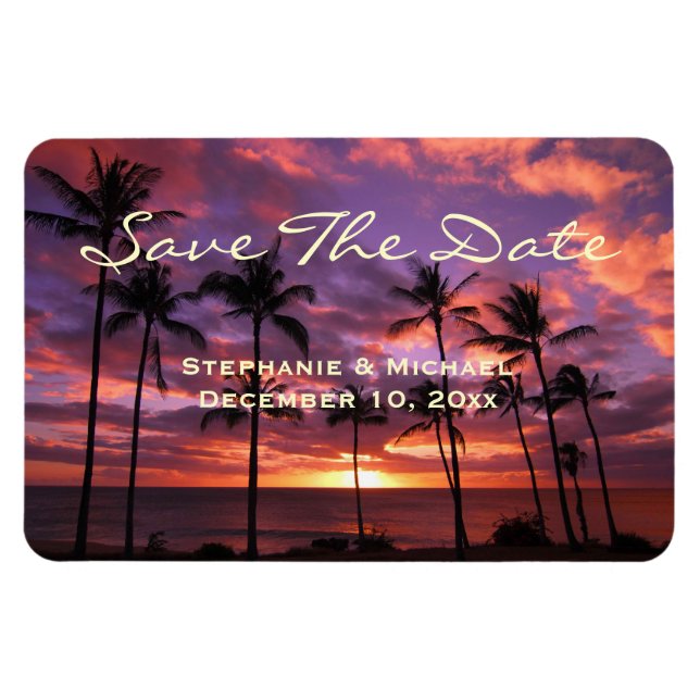 Tropenfarbener Sonnenuntergang "Save the Date" Mag Magnet (Horizontal)