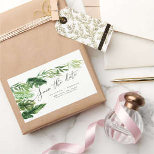 Tropenfarbenes Blattblumen Save the Date Rechteckiger Aufkleber