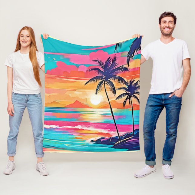 Tropenfarbenglanz - Sonnenuntergang Fleecedecke (Beispiel)