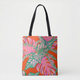 Tropenfeuer-Tasche aus Palmblättern und Coleus