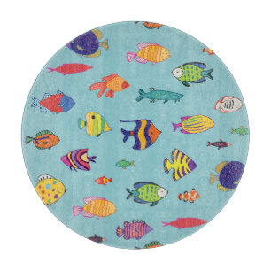 Tropenfische, Vintage Linienmuster Schneidebrett