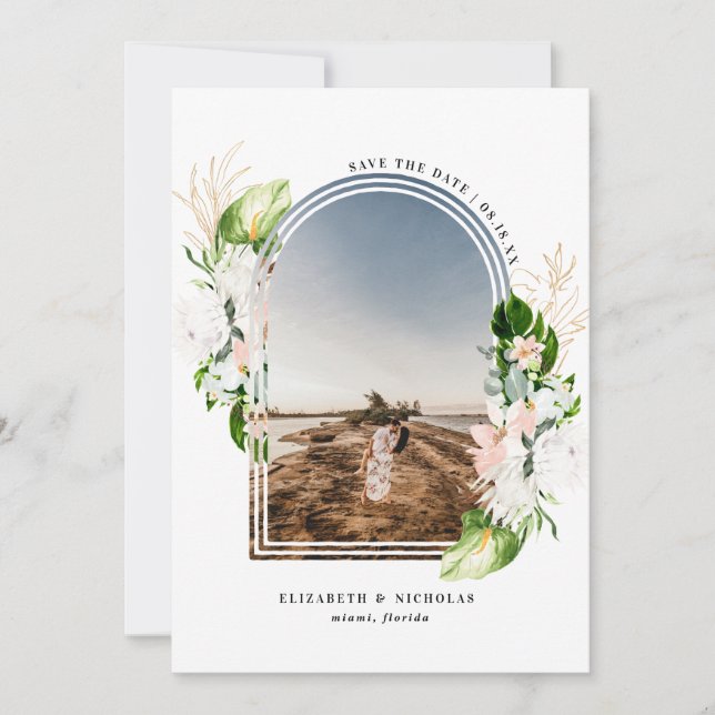 Tropenfloral | Boho Save the Date (Vorderseite)