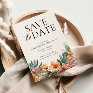 Tropenflorale Save the Date Einladung