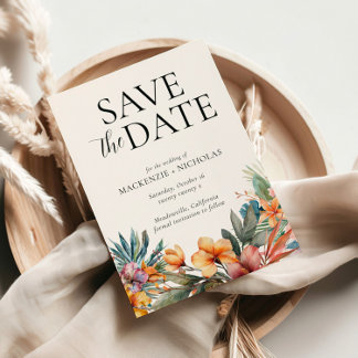 Tropenflorale Save the Date Einladung