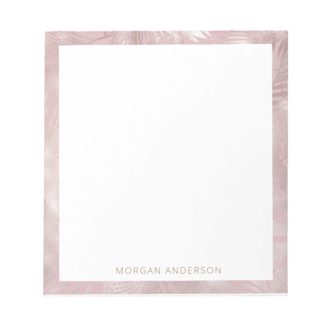 Tropenfolien Rose Gold Imitate Folie Monogramm Notizblock (Vorderseite)