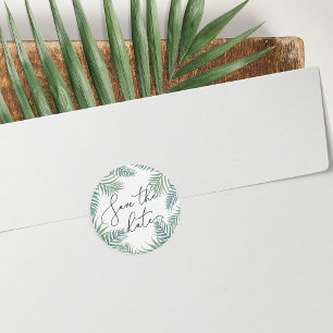 Tropenfolien Save the Date Runder Aufkleber