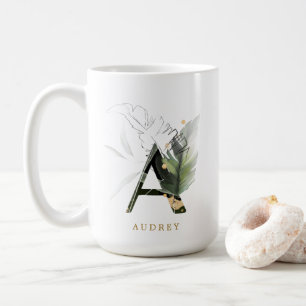 Tropenfolienmonogramm-Letter "A" Personalisiert Kaffeetasse