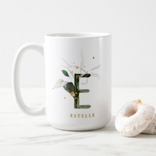 Tropenfolienmonogramm-Letter "E" Personalisiert Kaffeetasse