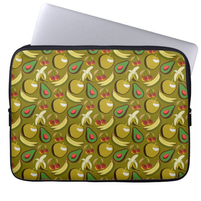 Tropenfrucht nahtlos gelb laptopschutzhülle (Vorderseite)